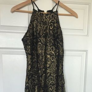 Black and gold cocktail dress